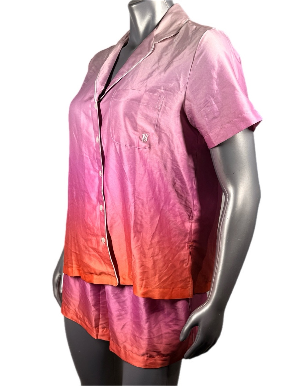 Victoria's Secret | Signature Satin Short Pajama Set Pink Orange Ombre - Picture 11 of 13